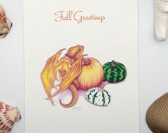 Fall Greetings Bearded Dragon Postcard