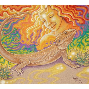 Bearded Dragon Art Print &quot;Sun & Dragon&quot;