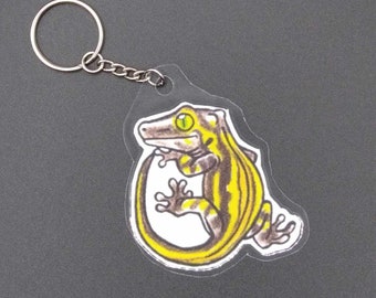 Gargoyle Gecko Keychain - Yellow Stripe