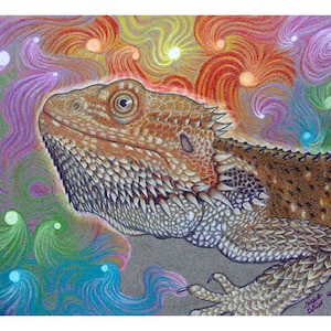 Bearded Dragon Art Print &quot;Cosmic Dragon&quot;