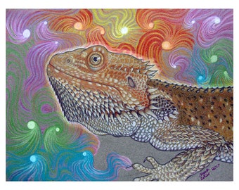 Bearded Dragon Art Print "Cosmic Dragon"