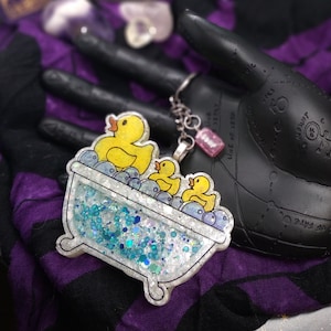 Adorable Rubber Ducks in Bathtub Keychain
