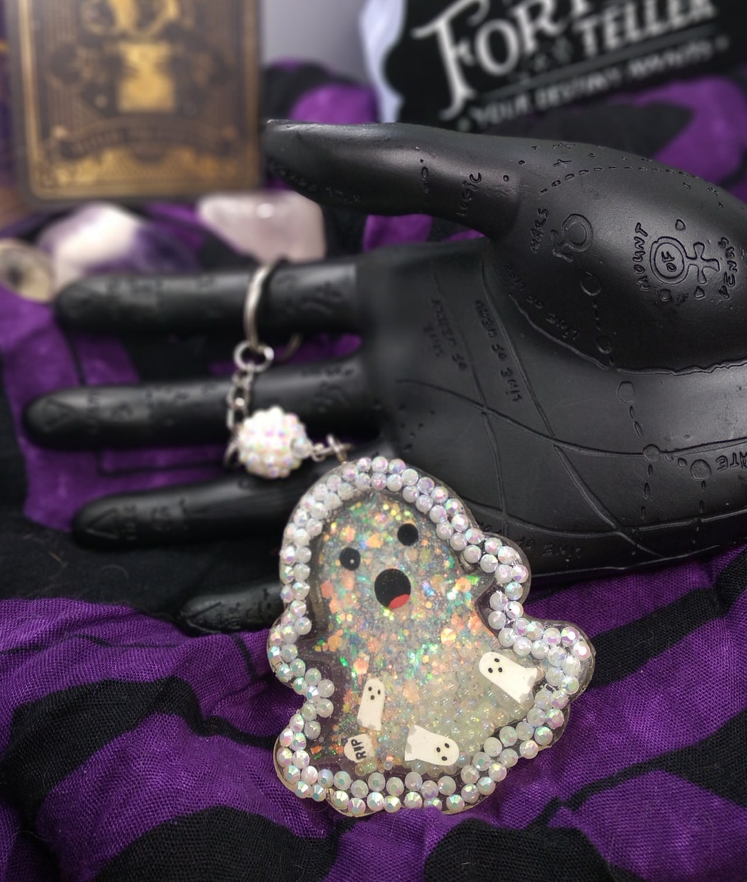 Rhinestone Ghost Shaker Keychain - Etsy