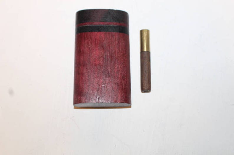 Handmade Dugout Exotic Hardwood Double Composite Inlay Spring Loaded Brass Pipe 3-18 Tall Box A