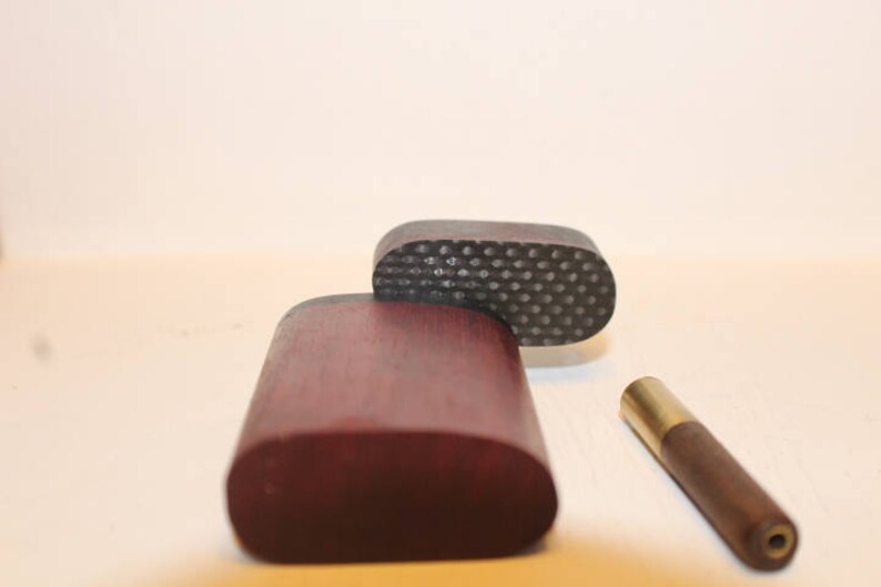 Handmade Dugout Exotic Hardwood Double Composite Inlay Spring Loaded Brass Pipe 3-18 Tall Box A
