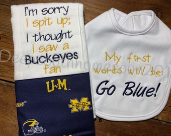 Birthday Gift University of Michigan Wolverine colors,U of M gift for sports fan Pocket Dump Bowl Handmade unique gift Key Basket