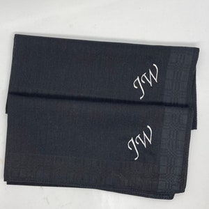 Black cotton Handkerchief, custom monogram , embroidered hanky, men's or womans wedding handkerchief, groomsmen gift image 10