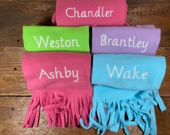 Winter scarf, simple fleece scarf, personalized fleece scarf, stocking stuffer winter scarf, monogrammed gift for kids and adults