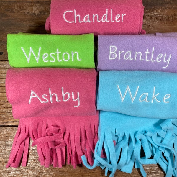 Winter scarf, simple fleece scarf, personalized fleece scarf, stocking stuffer winter scarf, monogrammed gift for kids and adults