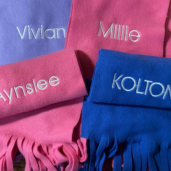 Winter scarf, simple fleece scarf, personalized fleece scarf, Valentine’s Day gift scarf, monogrammed gift for kids and adults