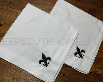 Fleur-de-lis embroidered Handkerchiefs, custom colors, Fathers Day gift, men’s gift, women’s gift