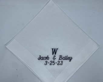 Wedding Handkerchiefs, custom embroidered wedding handkerchiefs, custom colors, initials, monogrammed hanky great gift