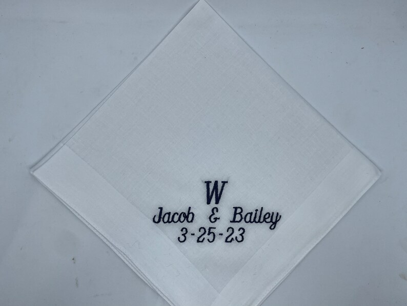 Wedding Handkerchiefs, custom embroidered wedding handkerchiefs, custom colors, initials, monogrammed hanky great gift image 1