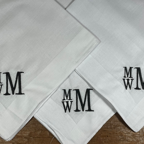 Embroidered Handkerchiefs, custom colors, initials, monogrammed hanky, men's hanky, women’s hanky-great gift