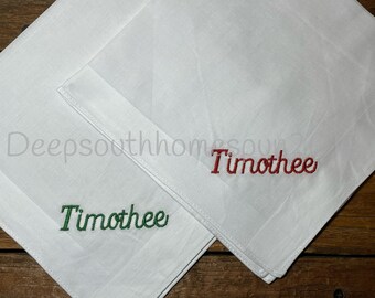 Monogrammed Set of embroidered Handkerchiefs, plain white hankies, initials, wedding gifts, bridesmaids, pocket handkerchiefs