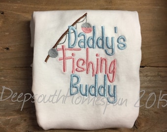 Embroidered Infant Bodysuit, Daddy's Fishing Buddy, choose your colors