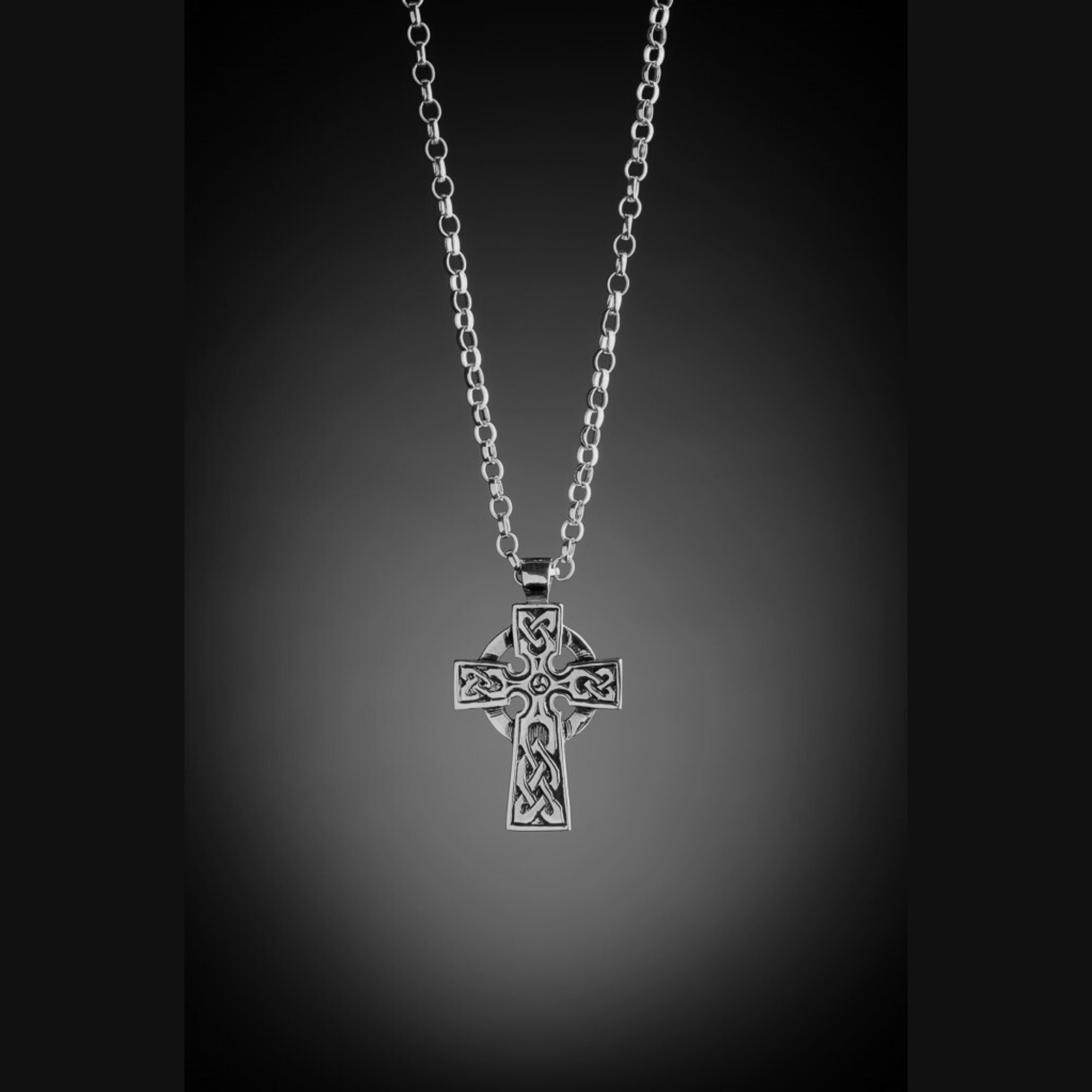 Silver celtic cross necklace mens Clearance
