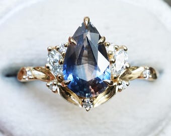 Bicolor sapphire engagement ring