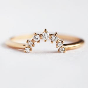 Matching Diamond Ring, Diamond Stacking Ring, Round Diamond Wedding Band, 14k Solid Gold Wedding Band