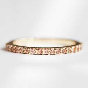 Peach Sapphire Ring, Eternity Gold ring, Peach Sapphire Band