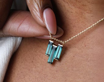 Bicolor Tourmaline Necklace Artdeco style