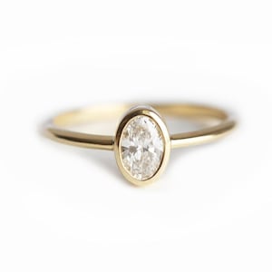 Oval Moissanite Engagement Ring, Oval Diamond Ring, Oval Solitaire Ring