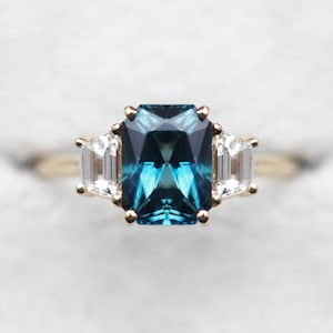 Radiant Cut Sapphire Engagement Ring, Art Deco Sapphire Ring With ...