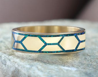 Atlas Opal Inlay Men's band unisex