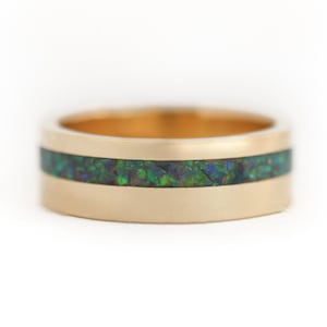 Mens band with opal inlay