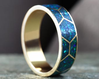 Atlas Opal Inlay Men's band unisex