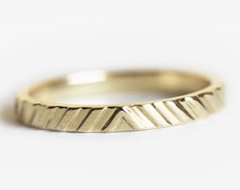 18k Yellow gold Band With Texture, 18k Yellow Gold Ring, SIZE US 6.75