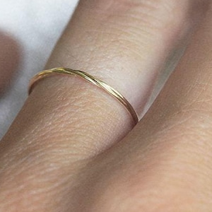 Thin Twisted Rope Ring, Gold Stacking Band, Wedding Band in 14k or 18k Solid Gold