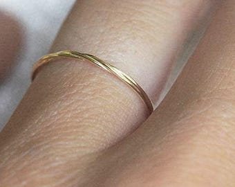 Thin Twisted Rope Ring, Gold Stacking Band, Wedding Band in 14k or 18k Solid Gold