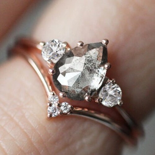 Salt and Pepper Diamond Engagement Ring 1.67 Carat Galaxy Etsy