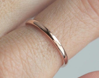 Plain Gold Ring, Thin Wedding Band, Stacking Ring, 2mm Wide