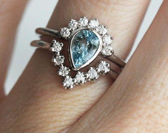 アクアマリン　ペアシェイプカット プラチナリング 楽天市場】アクアマリン 1.09ct ダイヤモンド リング 12.5号 PT900