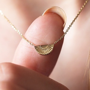 Apollonia Sunset Necklace, Dainty gold sun necklace image 1