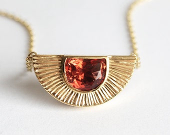 Sun Necklace, 14k Gold Sunstone Necklace, 18k Simple Necklace, Anniversary Gift, Mom Gift, Gift For Her, Oregon Sunstone Gemstone, MinimalVS