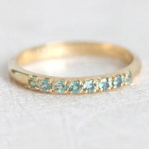 Alexandrite ring, Light blue wedding band, June birthstone ring, Stacking gemstone band
