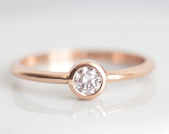 Diamond Ring Rose Gold, Ready To ship in 18k Rose Gold