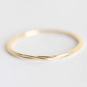 Thin wedding band, Twisted rope ring, Dainty mobius ring, Platinum stacking band, Delicate gold ring