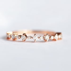 Diamond eternity ring, Half eternity diamond band rose gold