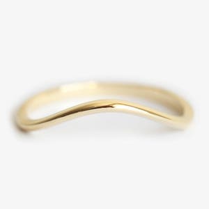 14k Yellow Gold Wedding Ring, Thin Curved Delicate Wedding Band