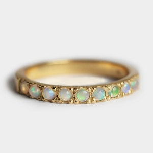 Australian Opal Wedding Band, 14k or 18k Gold image 2