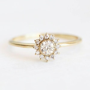 Halo Diamond Ring, 0.2 Carat Diamond Engagement Ring