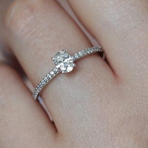 Natural oval diamond engagement ring with pave eternity diamond band 14k 18k platinum