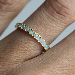 Australian Opal Wedding Band, 14k or 18k Gold