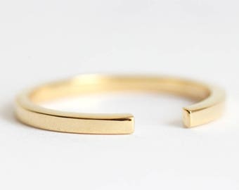 Open wedding band, Simple plain ring, Solid gold band, Platinum knuckle ring, Rose gold ring