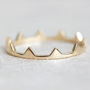 14k Gold Krönchenring, Goldkronenring, Stapelringe, Krönchenring Roségold, Krönchenring Weißgold, Krönchenring schlicht, minimalistische Krone, Ring