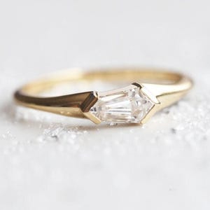 Unique diamond ring, Geometric diamond engagement ring, unique solitaire diamond ring, kite diamond ring